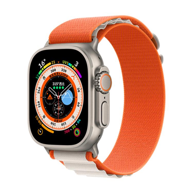 For Apple Watch 42mm / 41mm / 40mm / 38mm Kalebol Aline Nylon Loop Watch Band(Orange+White)