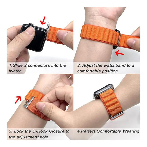 For Apple Watch 46mm / 49mm / 45mm / 44mm Kalebol Aline Nylon Loop Watch Band(Wine Red)