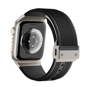 For Apple Watch 46mm / 49mm / 45mm / 44mm Kalebol High Elasticity L-shaped Nail Silicone Strap(Black)