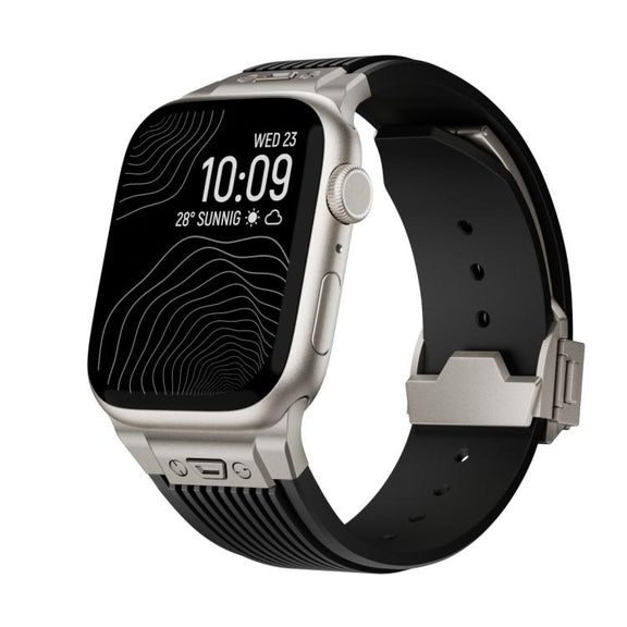 For Apple Watch 46mm / 49mm / 45mm / 44mm Kalebol High Elasticity L-shaped Nail Silicone Strap(Black)