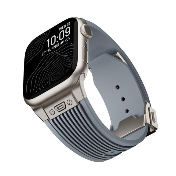 For Apple Watch 46mm / 49mm / 45mm / 44mm Kalebol High Elasticity L-shaped Nail Silicone Strap(Space Grey)