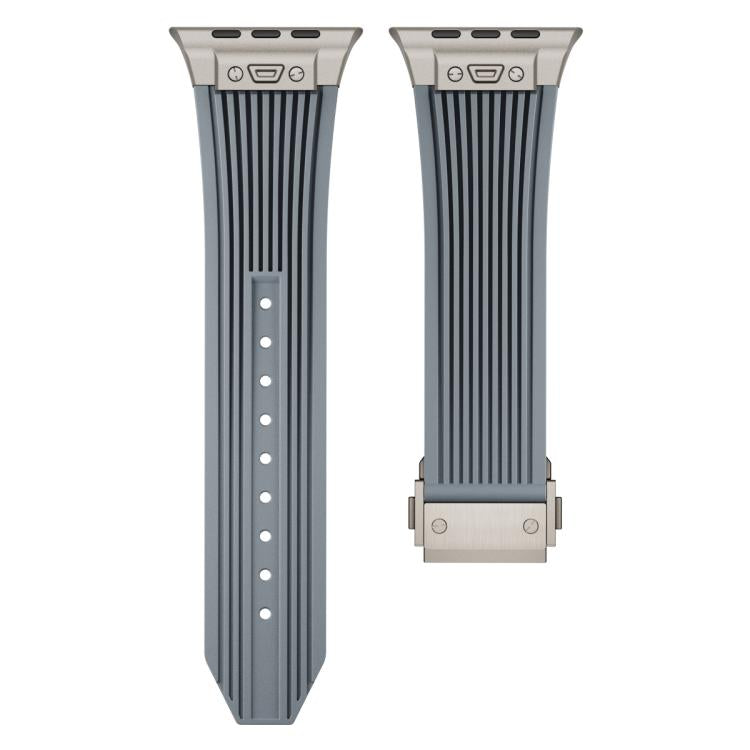 For Apple Watch 42mm / 41mm / 40mm / 38mm Kalebol High Elasticity L-shaped Nail Silicone Strap(Space Grey)