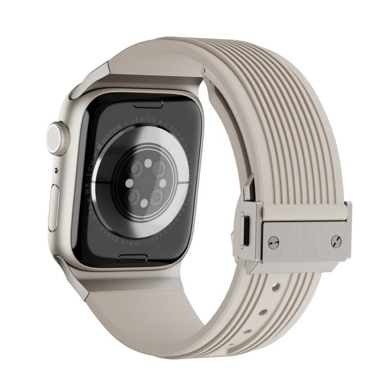 For Apple Watch 42mm / 41mm / 40mm / 38mm Kalebol High Elasticity L-shaped Nail Silicone Strap(Starlight)