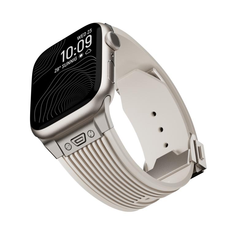 For Apple Watch 42mm / 41mm / 40mm / 38mm Kalebol High Elasticity L-shaped Nail Silicone Strap(Starlight)