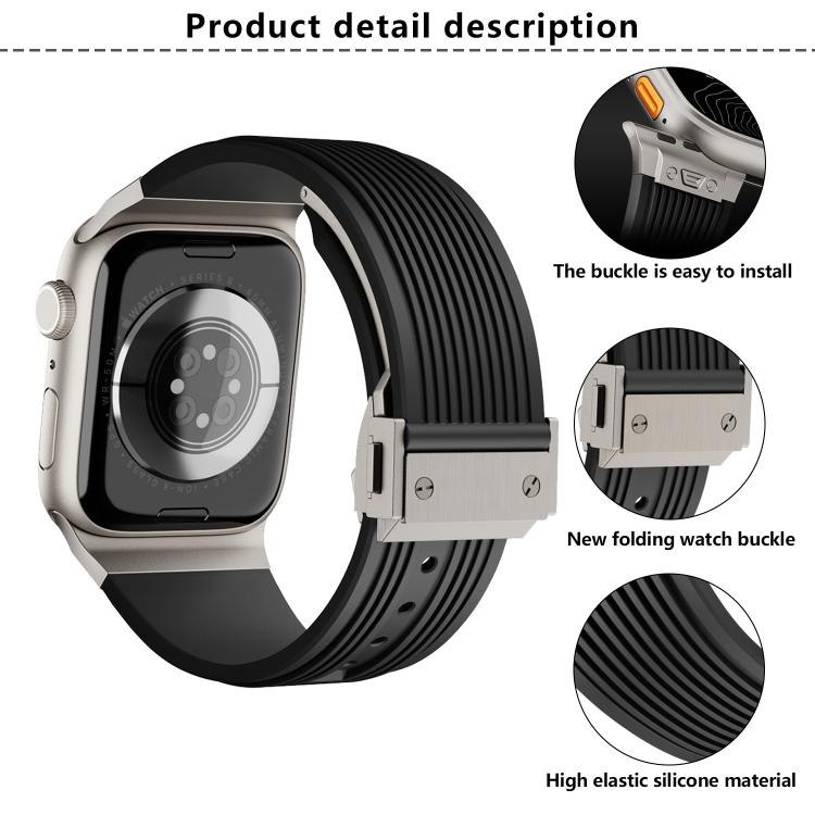 For Apple Watch 46mm / 49mm / 45mm / 44mm Kalebol High Elasticity L-shaped Nail Silicone Strap(Space Grey)