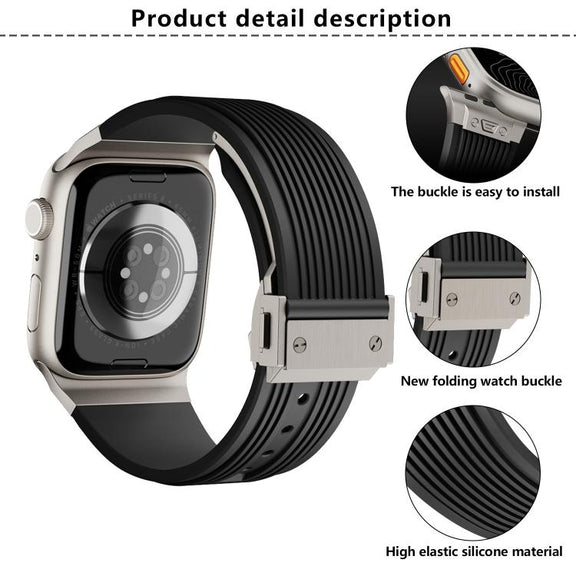 For Apple Watch 42mm / 41mm / 40mm / 38mm Kalebol High Elasticity L-shaped Nail Silicone Strap(Starlight)