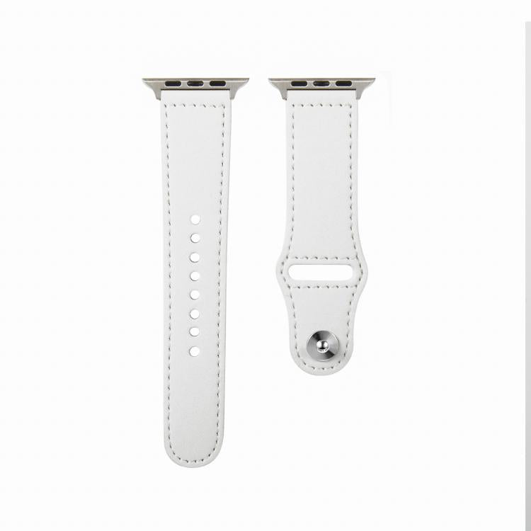 For Apple Watch 42mm / 41mm / 40mm / 38mm Kalebol Large Stud Buckle Leather Watch Band(White)