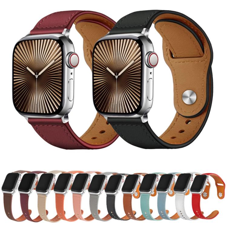 For Apple Watch 42mm / 41mm / 40mm / 38mm Kalebol Large Stud Buckle Leather Watch Band(Green)