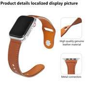 For Apple Watch 42mm / 41mm / 40mm / 38mm Kalebol Large Stud Buckle Leather Watch Band(White)
