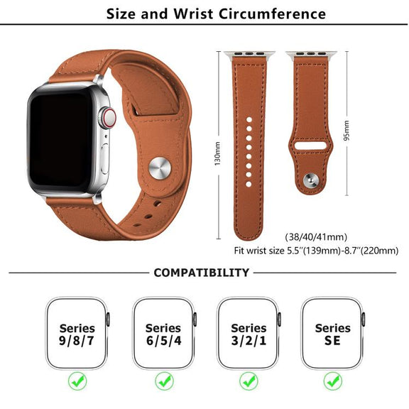 For Apple Watch 42mm / 41mm / 40mm / 38mm Kalebol Large Stud Buckle Leather Watch Band(White)