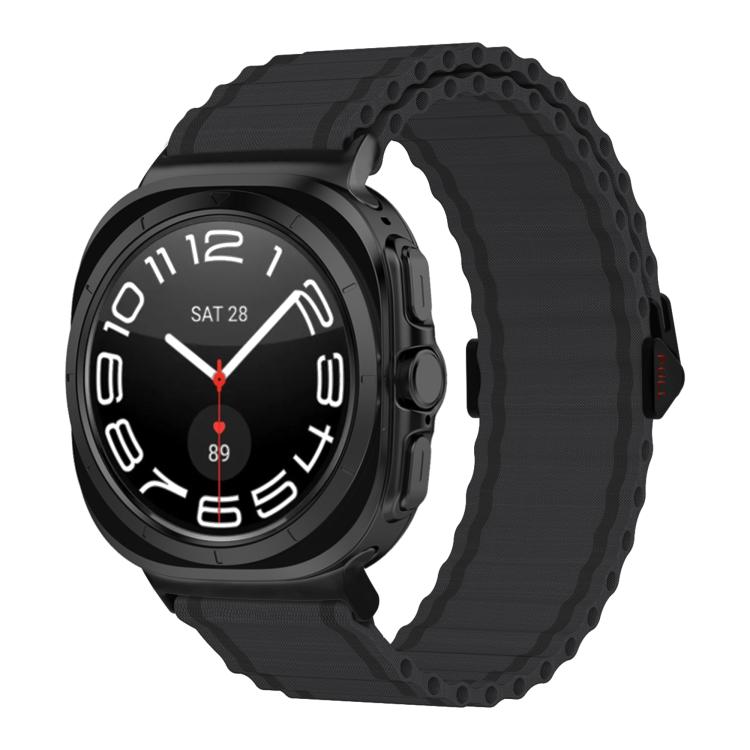For Samsung Galaxy Watch Ultra 47mm Kalebol Ocean Loop Nylon Braided Watch Band(Dark Grey)