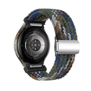 For Samsung Galaxy Watch 5 Pro / 6 / 7 Kalebol Button Braided Loop Magnetic Buckle Watch Band(Denim)