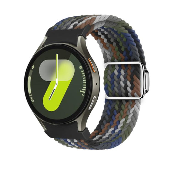 For Samsung Galaxy Watch 5 Pro / 6 / 7 Kalebol Button Braided Loop Magnetic Buckle Watch Band(Denim)