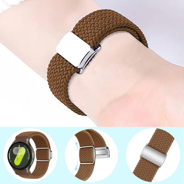 For Samsung Galaxy Watch 5 Pro / 6 / 7 Kalebol Button Braided Loop Magnetic Buckle Watch Band(Cyan-blue)