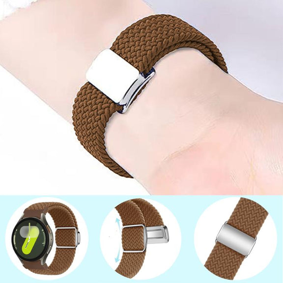 For Samsung Galaxy Watch 5 Pro / 6 / 7 Kalebol Button Braided Loop Magnetic Buckle Watch Band(Cyan-blue)