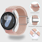 For Samsung Galaxy Watch 5 Pro / 6 / 7 Kalebol Button Braided Loop Magnetic Buckle Watch Band(Denim)