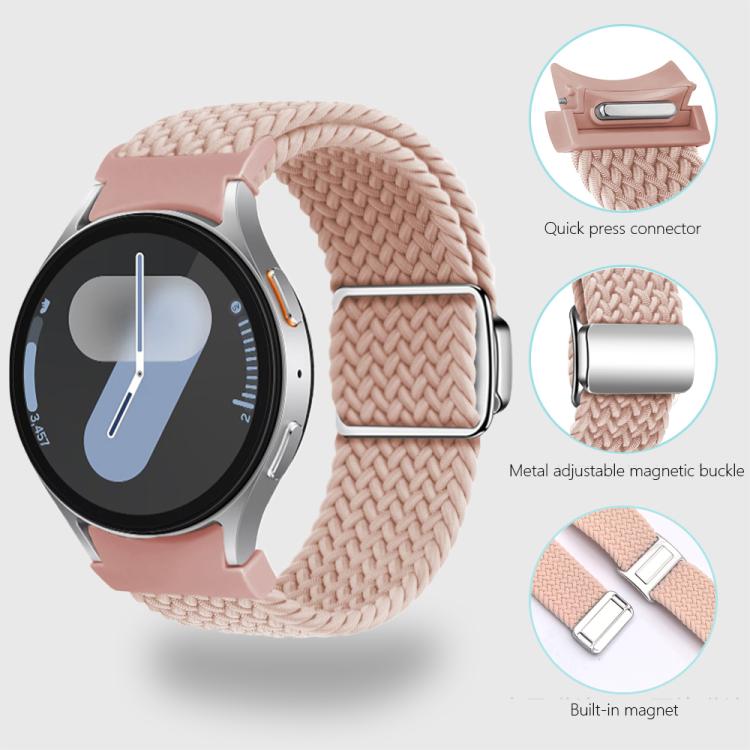 For Samsung Galaxy Watch 5 Pro / 6 / 7 Kalebol Button Braided Loop Magnetic Buckle Watch Band(Cyan-blue)