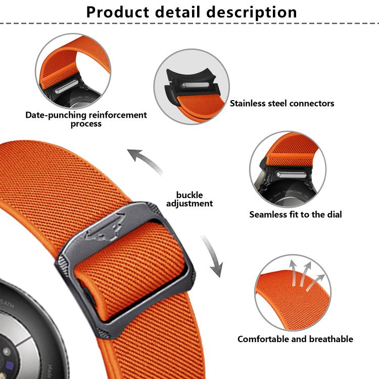 For Samsung Galaxy Watch 5 Pro / 6 / 7 Kalebol Button Elastic Nylon Watch Band(Dark Grey)