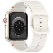 For Apple Watch 46mm / 49mm / 45mm / 44mm Kalebol Wavy Grain Stitched Silicone Watch Band(Starlight)