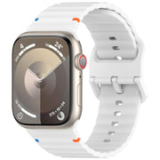 For Apple Watch 42mm / 41mm / 40mm / 38mm Kalebol Wavy Grain Stitched Silicone Watch Band(White)