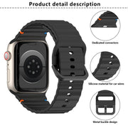 For Apple Watch 46mm / 49mm / 45mm / 44mm Kalebol Wavy Grain Stitched Silicone Watch Band(Starlight)