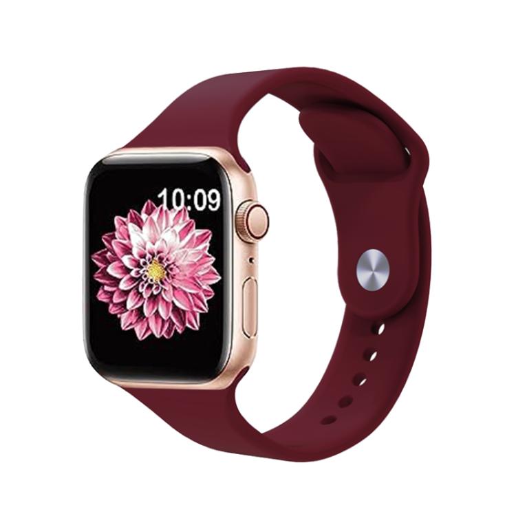 For Apple Watch 42mm / 41mm / 40mm / 38mm Kalebol Reverse Buckle Silicone Watch Band(Wine Red)