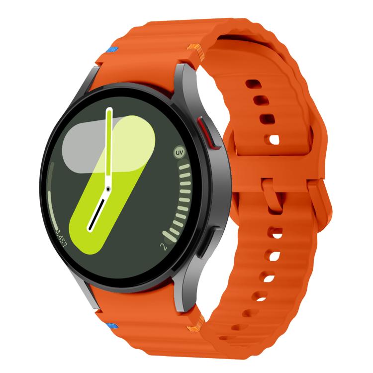 For Samsung Galaxy Watch 7  / 6 / 5 / 4 Kalebol Wave Stitching Silicone Watch Band(Orange)