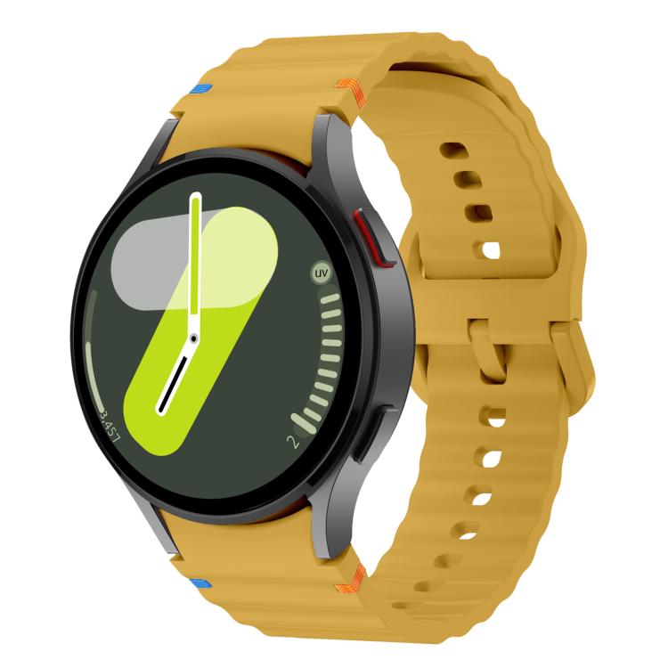 For Samsung Galaxy Watch 7  / 6 / 5 / 4 Kalebol Wave Stitching Silicone Watch Band(Official Yellow)