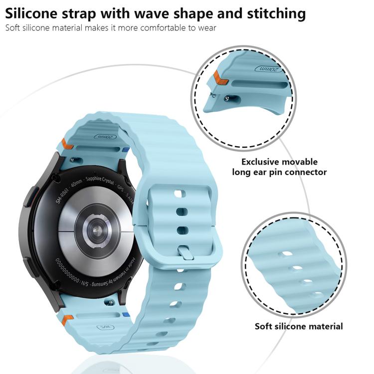 For Samsung Galaxy Watch 7  / 6 / 5 / 4 Kalebol Wave Stitching Silicone Watch Band(Black)