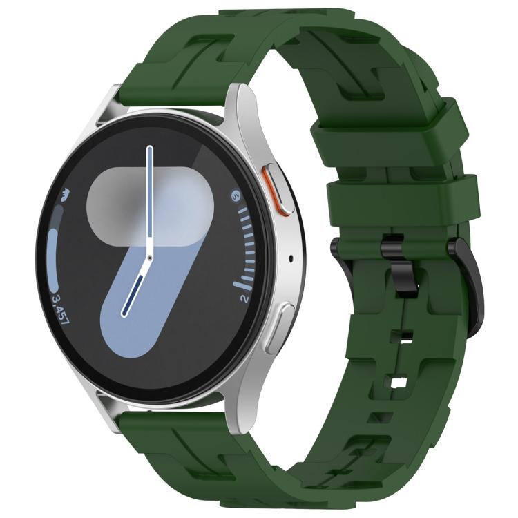 20mm Kalebol Solid Color Black Buckle Round Tail Silicone Watch Band(Army Green)