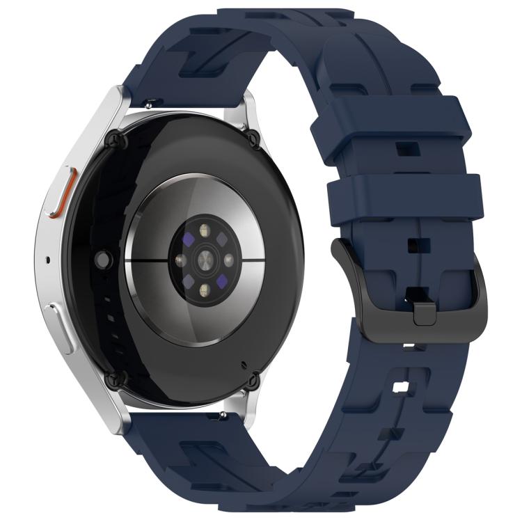 22mm Kalebol Solid Color Black Buckle Round Tail Silicone Watch Band(Navy Blue)
