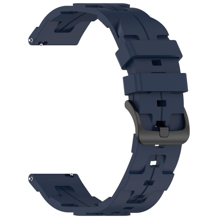 22mm Kalebol Solid Color Black Buckle Round Tail Silicone Watch Band(Navy Blue)