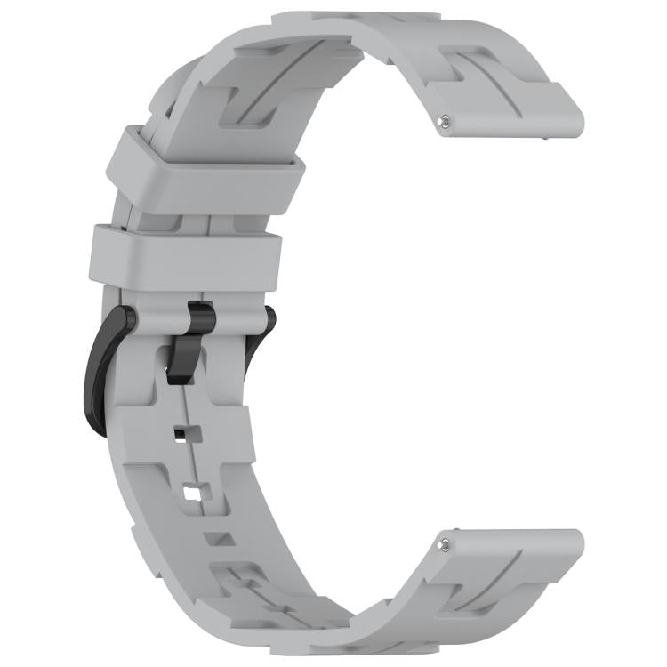 22mm Kalebol Solid Color Black Buckle Round Tail Silicone Watch Band(Grey)