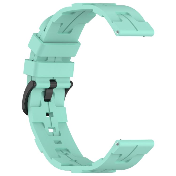 22mm Kalebol Solid Color Black Buckle Round Tail Silicone Watch Band(Teal)