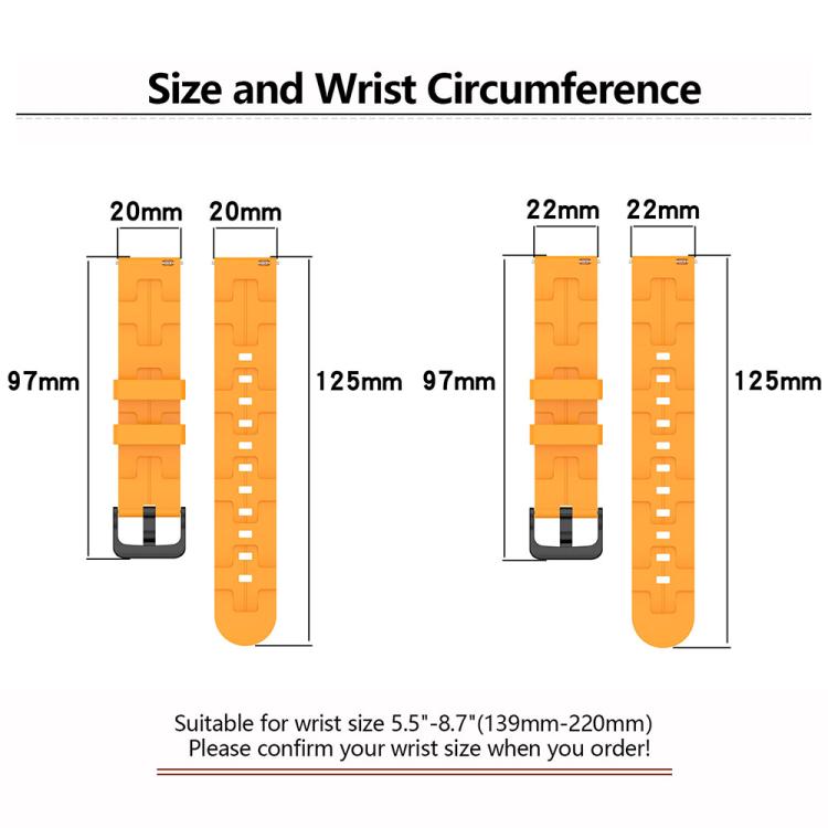 22mm Kalebol Solid Color Black Buckle Round Tail Silicone Watch Band(Navy Blue)