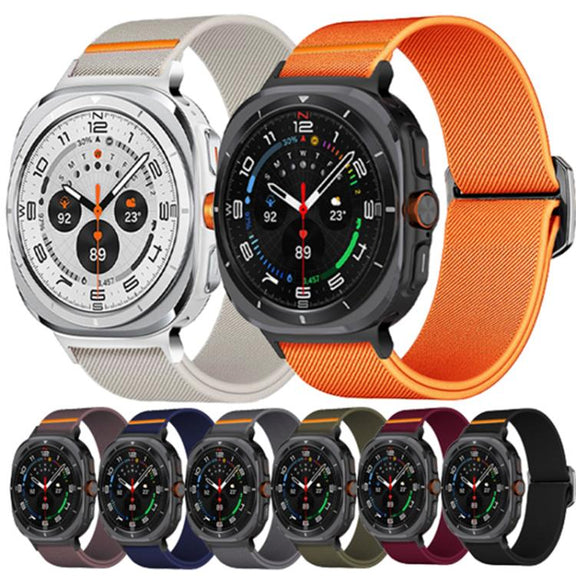For Samsung Galaxy Watch Ultra 47mm Kalebol Elastic Nylon Watch Band(Black)