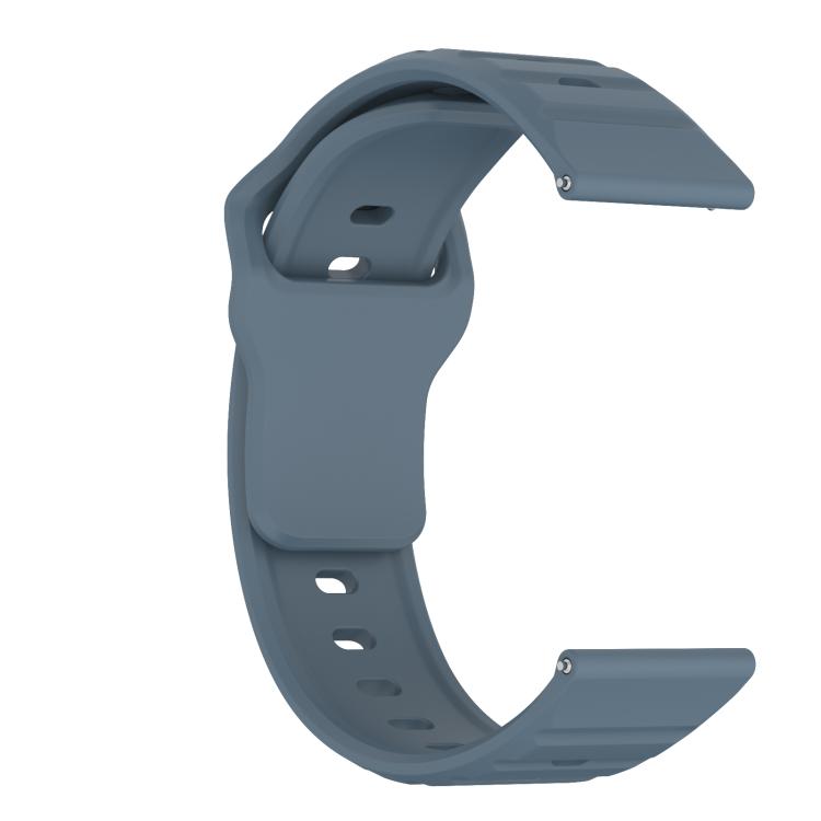 22mm Kalebol Wave Pattern Studded Buckle Silicone Watch Band(Navy Blue)