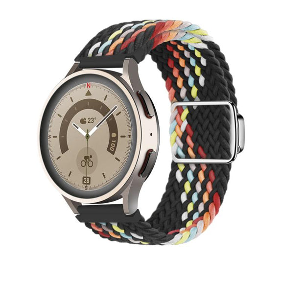 20mm Kalebol Nylon Braided Loop Magnetic Buckle Watch Band(Black Rainbow)