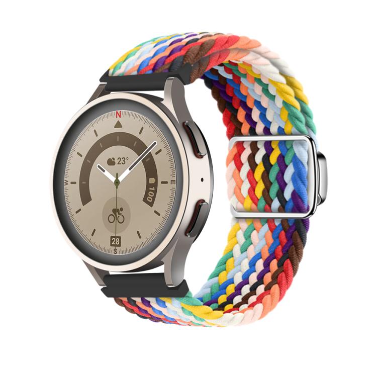22mm Kalebol Nylon Braided Loop Magnetic Buckle Watch Band(Official Rainbow)