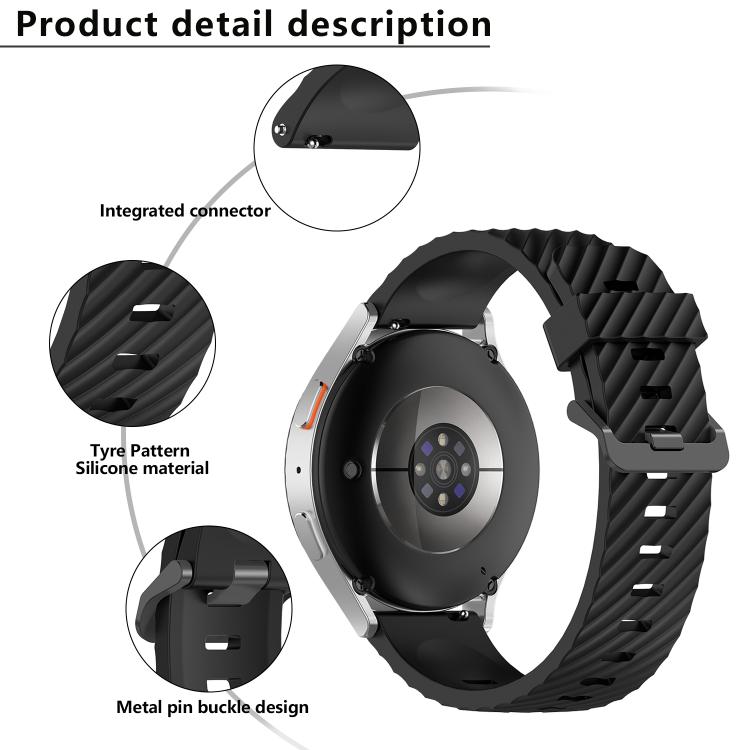 20mm Kalebol Steel Buckle Spruce Silicone Watch Band(Black)