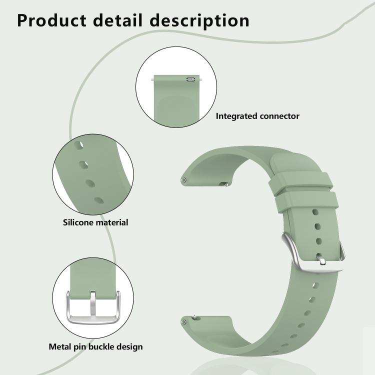 20mm Kalebol Round Tail Silicone Watch Band(White)
