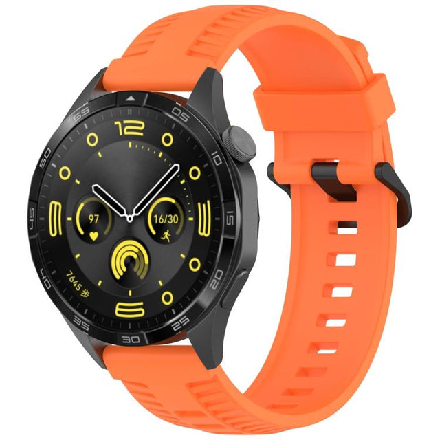 20mm Kalebol Black Buckle Tire Pattern Silicone Watch Band(Orange)