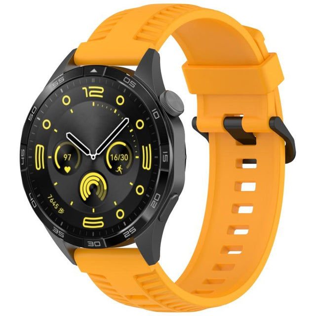 20mm Kalebol Black Buckle Tire Pattern Silicone Watch Band(Yellow)