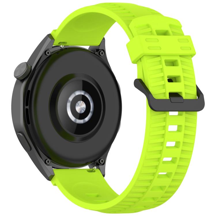 20mm Kalebol Black Buckle Tire Pattern Silicone Watch Band(Lime)