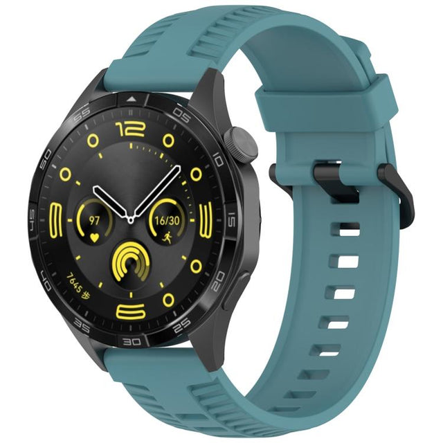 20mm Kalebol Black Buckle Tire Pattern Silicone Watch Band(Rock Blue)