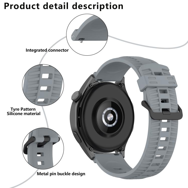 22mm Kalebol Black Buckle Tire Pattern Silicone Watch Band(Orange)