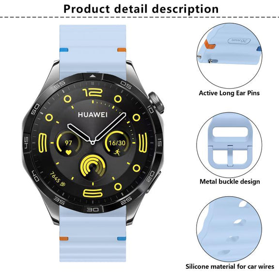 22mm Kalebol Wave Stitch Silicone Watch Band(Starlight)