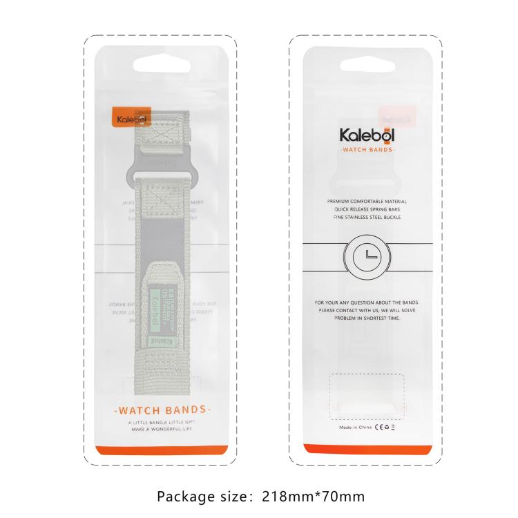 For Apple Watch 46mm / 49mm / 45mm / 44mm Kalebol Canvas Nylon Hook and Loop Watch Band(Black)