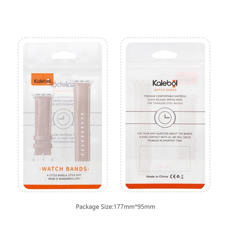 For Apple Watch 46mm / 49mm / 45mm / 44mm Kalebol Stitched Genuine Leather Watch Band(Pull Up Leather Black)