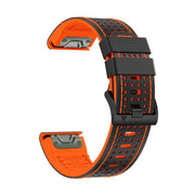 For Garmin Fenix 7X 26mm Kalebol Dot Hole Silicone Leather Quick Release Watch Band(Black Orange)